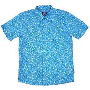 Patagonia Men's Short Sleeve Go To Shirt Size M Blue Pattern Lightweight